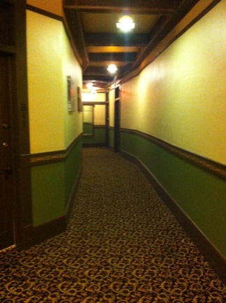A hallway in the Basin Park Hotel